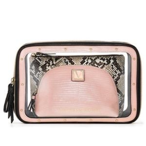 🎉SET OF 3 BAGS🎉VS🎉Blush Python~Beauty Bags